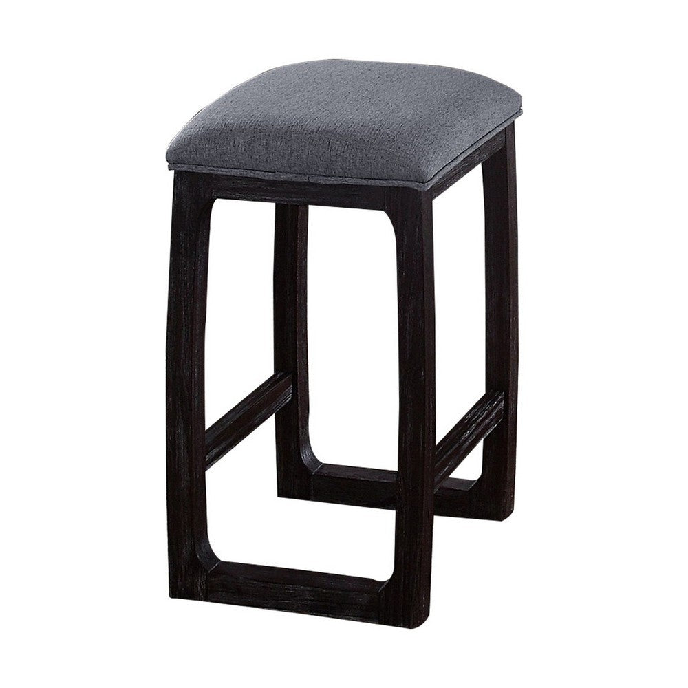 Counter Stool | Wood | Upholstered Seat | Gray & Brown