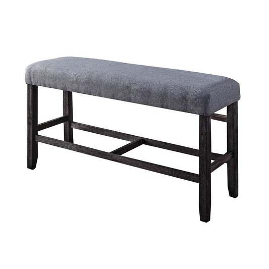 Counter Bench | Rectangular | Padded Fabric Seat | Brown & Blue