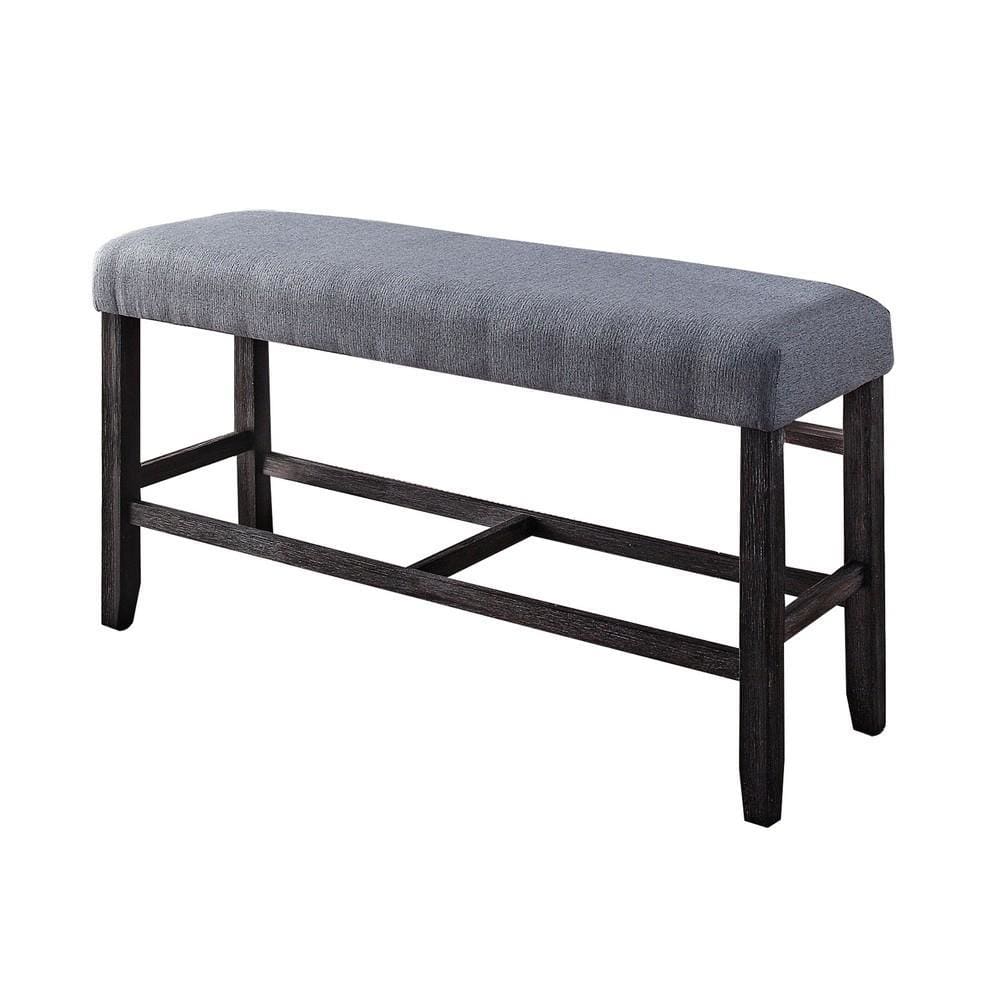 Counter Bench | Rectangular | Padded Fabric Seat | Brown & Blue