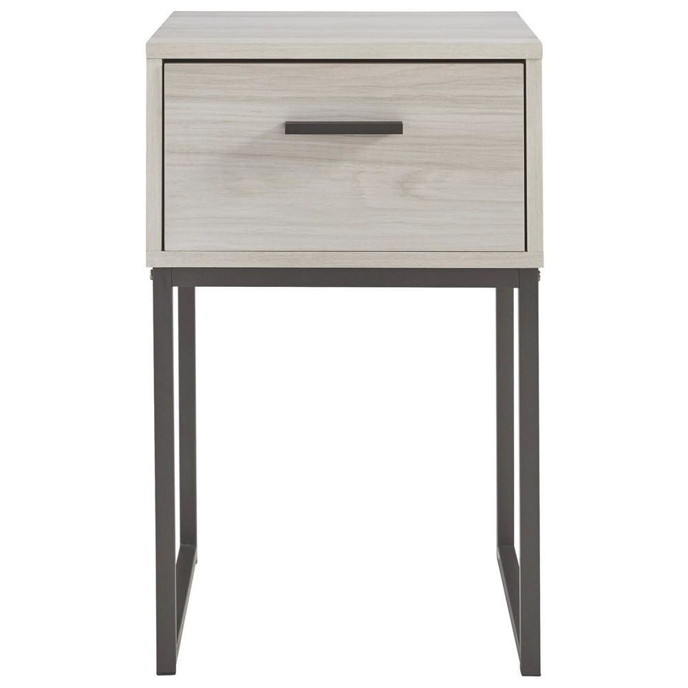 Single Drawer Wooden Nightstand with Grain Details Antique White and Gray By Casagear Home BM226073