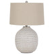 Table Lamp | Textured Ceramic Frame | Fabric Shade | Beige & White