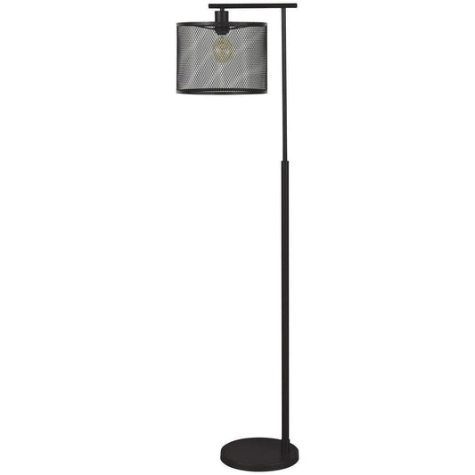 Metal Frame Floor Lamp with Caged Shade, Dark Bronze By Casagear Home