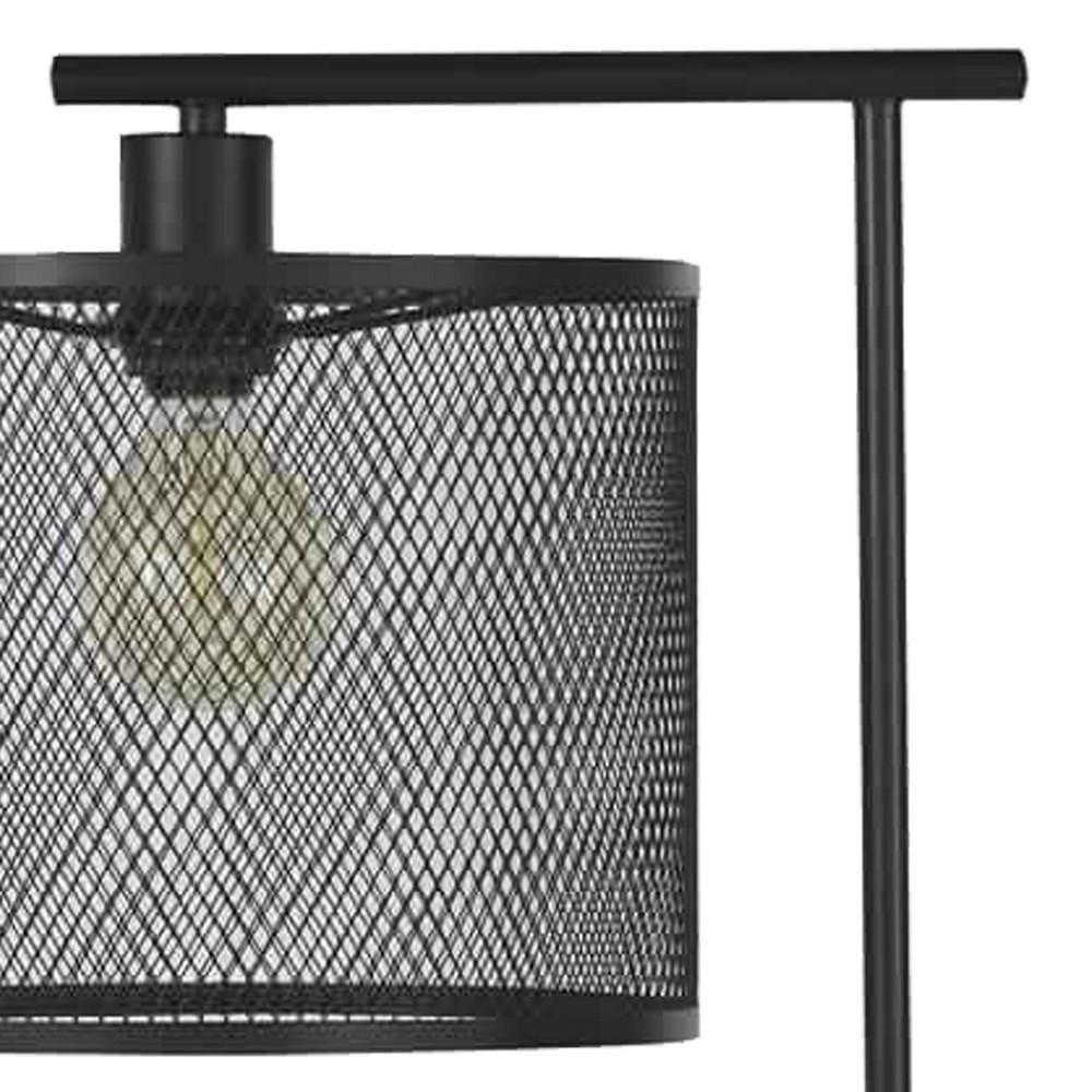 Metal Frame Floor Lamp with Caged Shade Dark Bronze By Casagear Home BM226105
