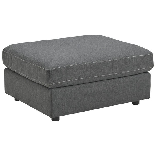 Fabric Oversized Accent Ottoman with Contrast Stitching, Dark Gray By Casagear Home