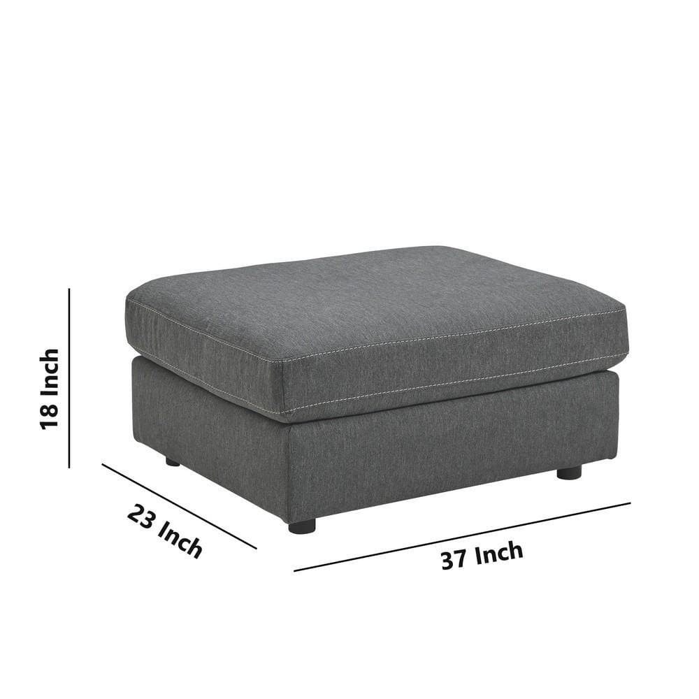 Fabric Oversized Accent Ottoman with Contrast Stitching Dark Gray By Casagear Home BM226125