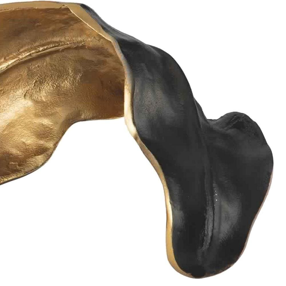 Twisted Leaf Design Sculpture with Texture Details Gold and Black By Casagear Home BM226131