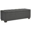 Storage Bench | Fabric Tufted Seat | Block Feet | Dark Gray