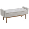 Tufted Fabric Storage Bench with Low Profile Elevated Arms, Light Gray By Casagear Home