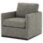 Swivel Fabric Upholstered Accent Chair with Track Arms and Trim Base, Gray By Casagear Home