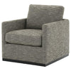 Swivel Fabric Upholstered Accent Chair with Track Arms and Trim Base, Gray By Casagear Home