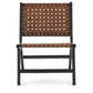 Wooden Frame Accent Chair with Leather Stripe Woven Pattern Brown By Casagear Home BM226167