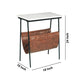 Marble Top Accent Table with Faux Leather Swing Holder White and Brown By Casagear Home BM226171