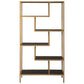 Metal Frame Bookcase with 5 Tiered Display Glass Shelves Gold and Black By Casagear Home BM226174