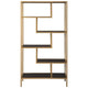 Metal Frame Bookcase with 5 Tiered Display Glass Shelves Gold and Black By Casagear Home BM226174