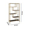 Metal Frame Bookcase with 5 Tiered Display Glass Shelves Gold and Black By Casagear Home BM226174