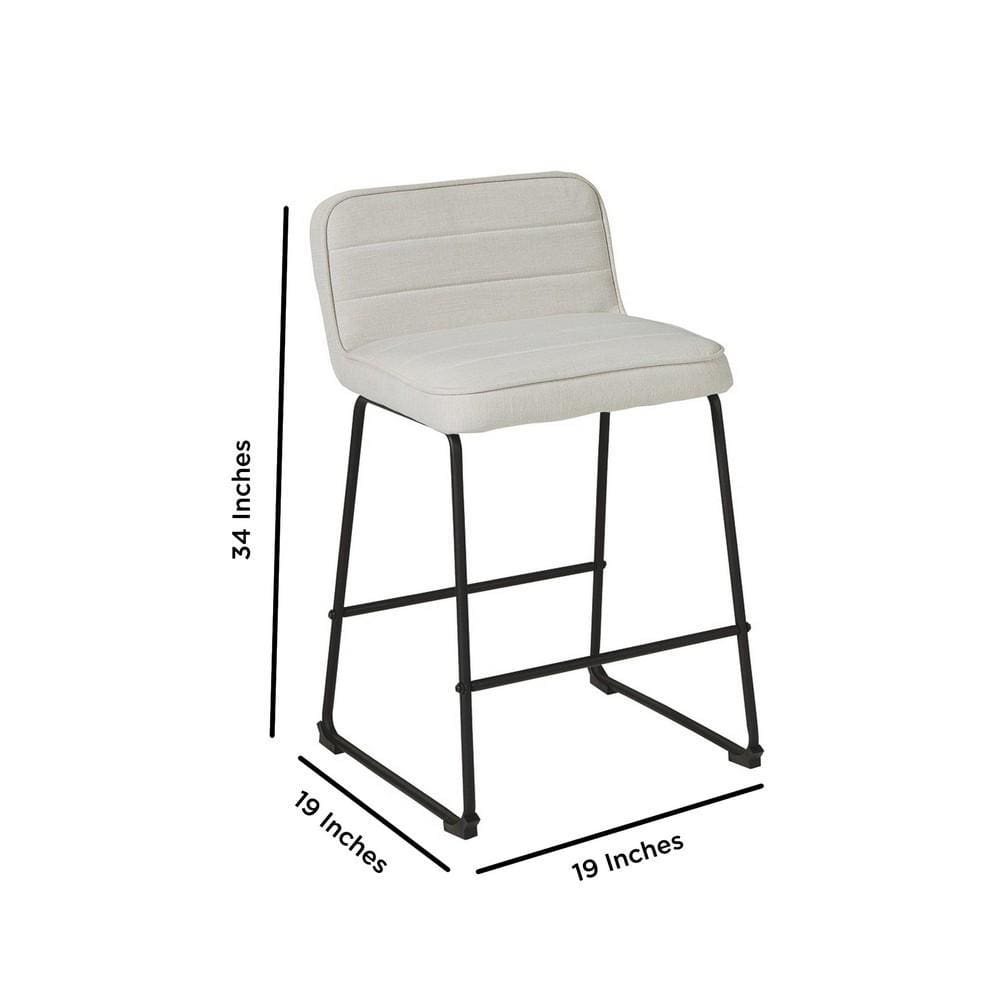 Channel Stitched Low Back Fabric Barstool with Sled Base Set of 2 White By Casagear Home BM226195