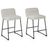 Channel Stitched Low Back Fabric Barstool with Sled Base, Set of 2, White By Casagear Home