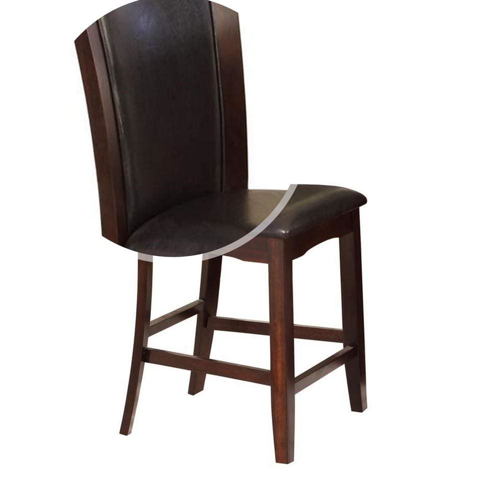 Wooden Counter Height Chair with Raised Back Set of 2 Brown By Casagear Home BM226291