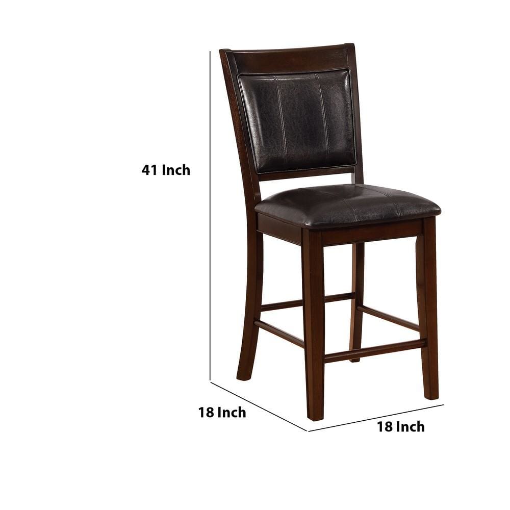 Wooden Counter Height Chair with Flared Raised Back Set of 2 Brown By Casagear Home BM226293