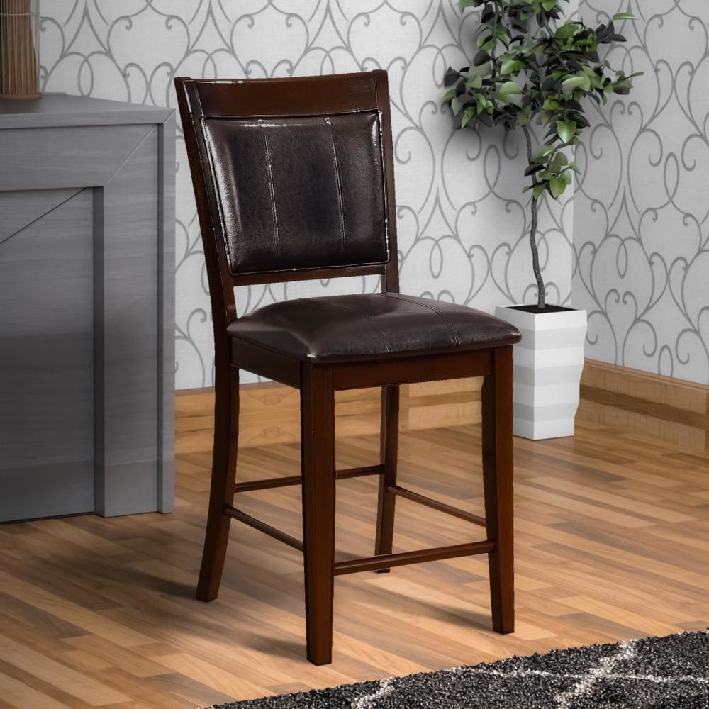 Wooden Counter Height Chair with Flared Raised Back, Set of 2, Brown By  Casagear Home