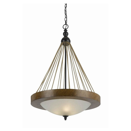 32" 3 Bulb Pendant Fixture with Smoked Glass Shade, Brown By Casagear Home