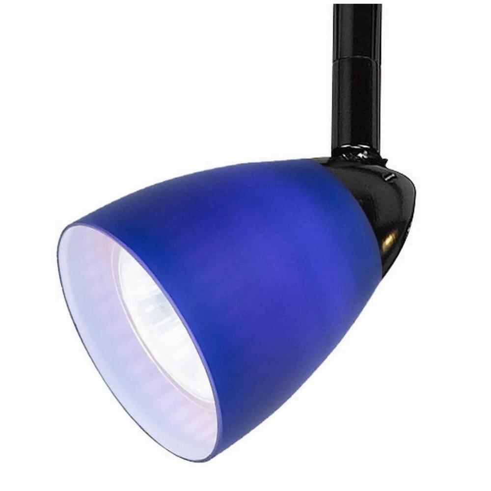 50 W Track Fixture with Handblown Glass Shade, Black & Blue By Casagear Home