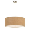3 Bulb Drum Shaped Fabric Pendant Fixture with Diffuser, Beige By Casagear Home