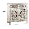 2 Door and 2 Drawer Hand Carved Wooden Frame Buffet Antique White By Casagear Home BM226359