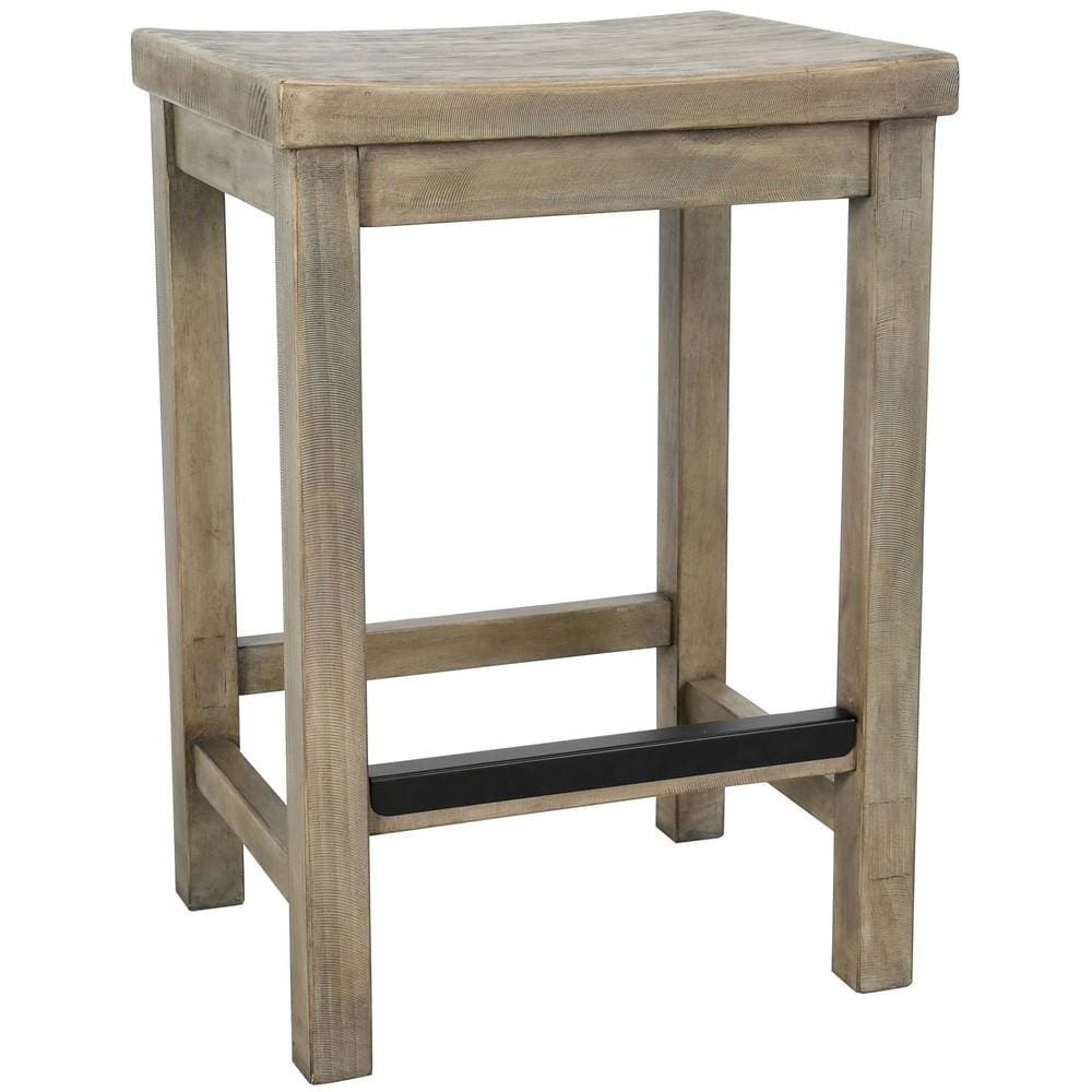 24" Counter Height Stool with Grain Details, Natural Gray By Casagear Home