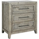 Nightstand | 3 Drawer | Wood | Rough Hewn Texture | Gray