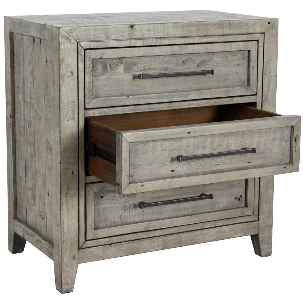 28 Rough Hewn Saw Textured 3-Drawer Wooden Nightstand Gray By Casagear Home BM226367