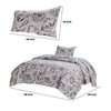 2 Piece Twin Quilt Set with Seashell and Starfish Print White and Gray By Casagear Home BM226414
