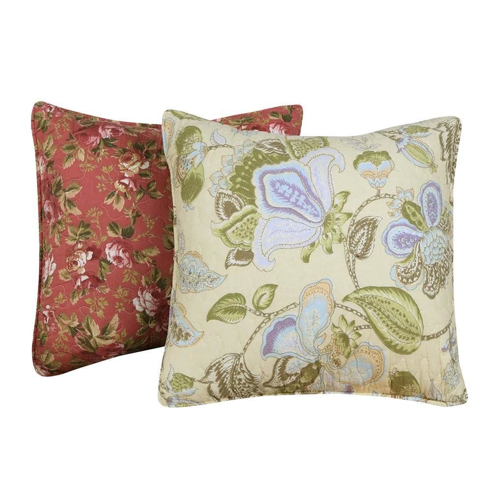 Five Piece Queen Size Cotton Quilt Set with Sewn Floral Ruffles Multicolor By Casagear Home BM226428