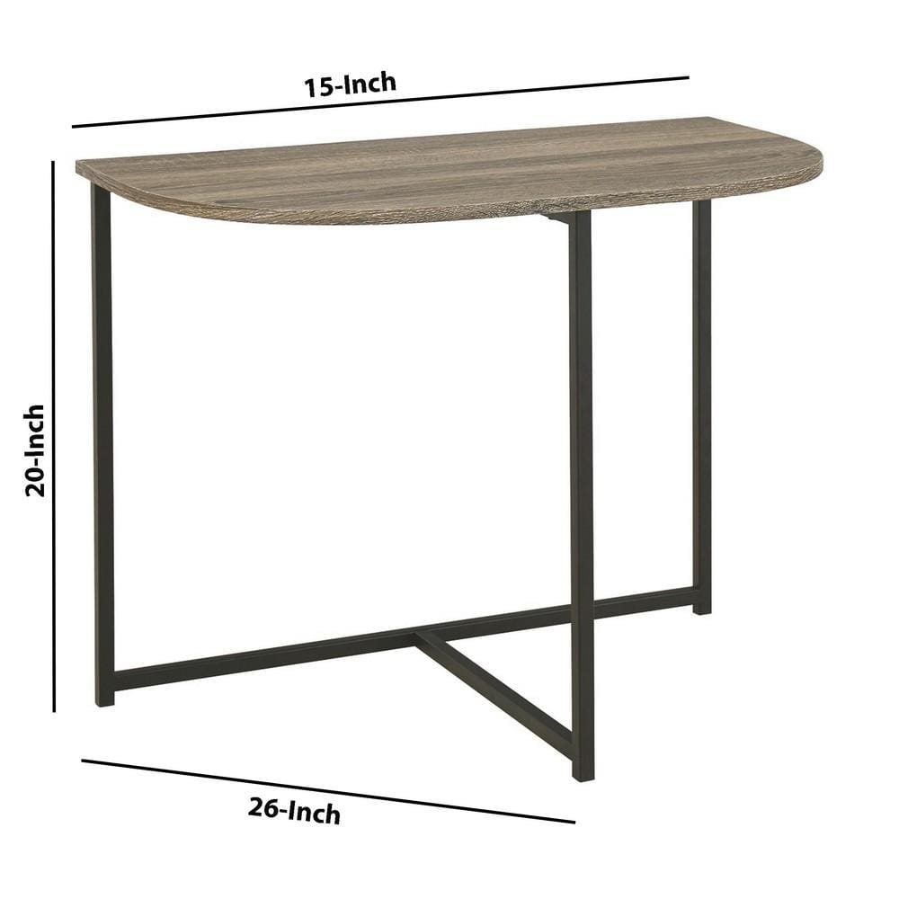 20 Half Moon Shape Metal Chair Side End Table,Brown & Black By Casagear Home BM226507