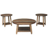 Rustic Plank Style Round Shape Cocktail and 2 End Tables, Set of 3, Brown By Casagear Home