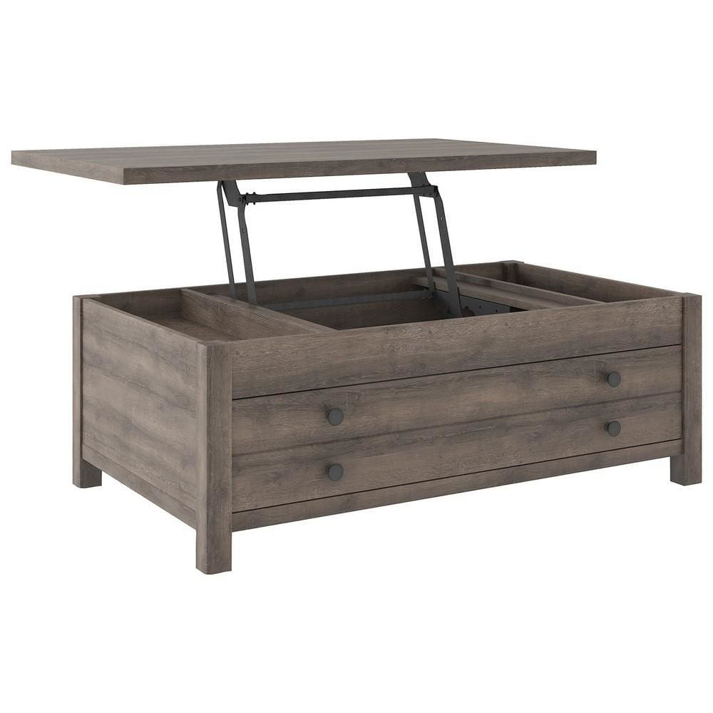 45 Reclining Lift Top Wooden Cocktail Table,Weathered Brown By Casagear Home BM226542