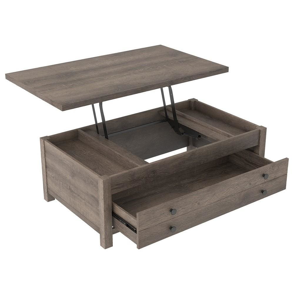 45 Reclining Lift Top Wooden Cocktail Table,Weathered Brown By Casagear Home BM226542