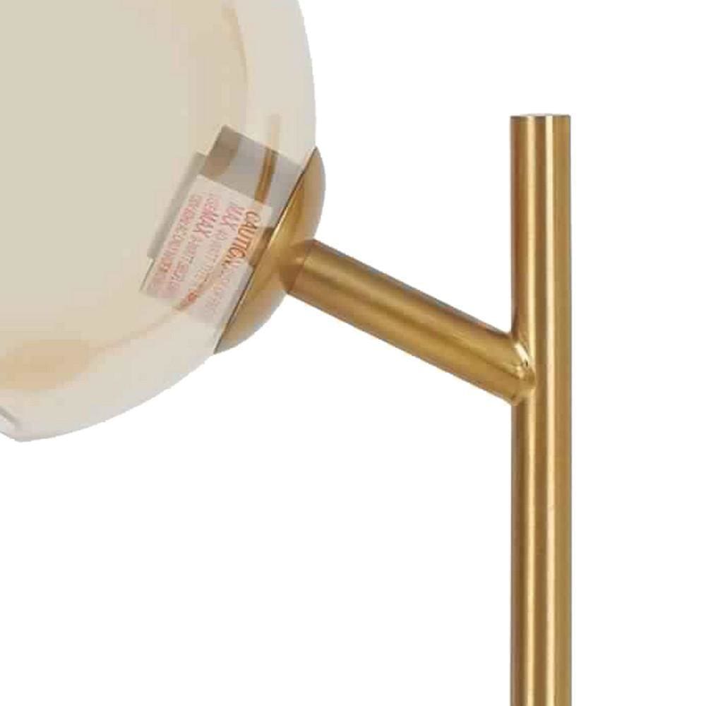23 Round Glass Shade Desk Lamp with Wireless Charger Gold By Casagear Home BM226571