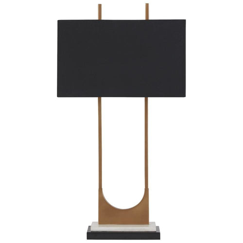Table Lamp | U Shaped Metal Body | Marble Base | Gold & Black