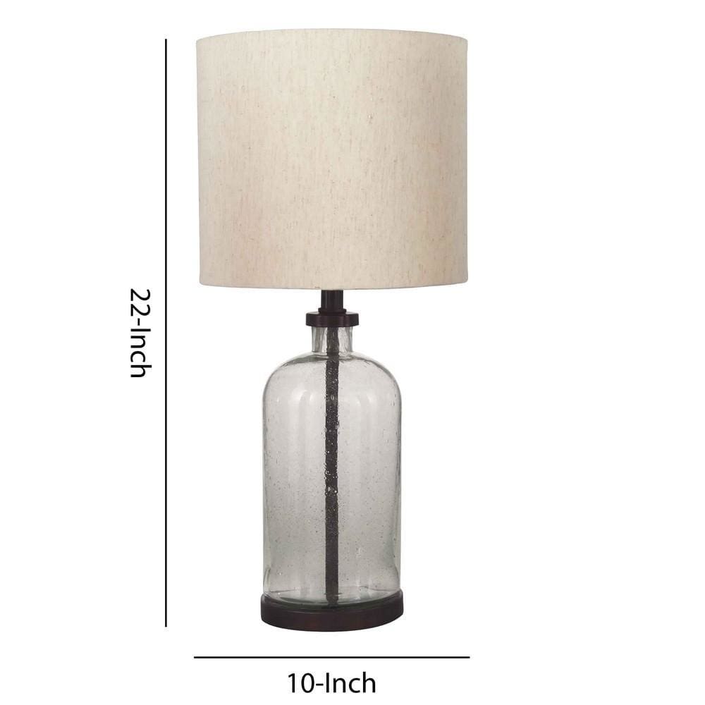 22 Cylindrical Seeded Glass Table Lamp Beige & Clear By Casagear Home BM226582