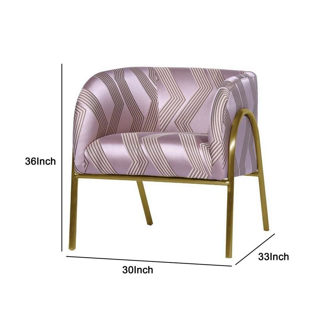 Textured Fabric Accent Chair with Tubular Legs,Purple & Gold By Casagear Home BM226804