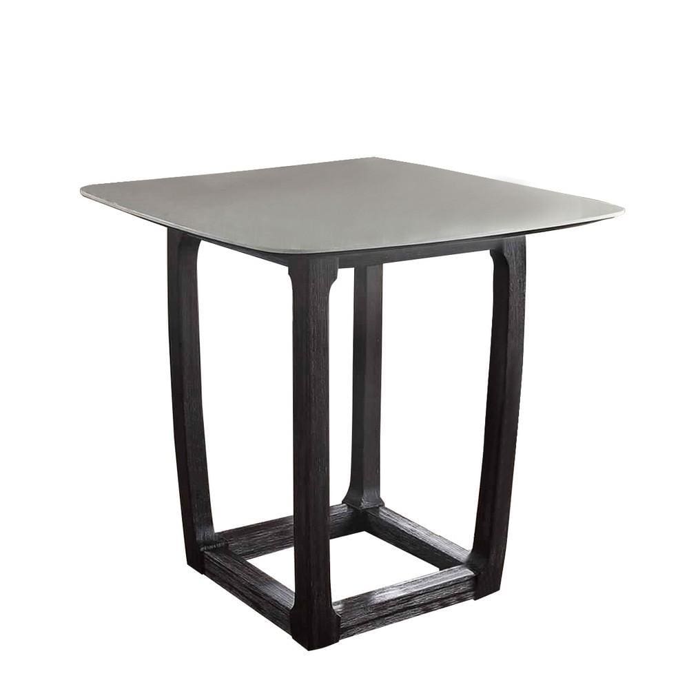 Square Marble Top Counter Height Wooden Table with Sled Base, Gray By Casagear Home