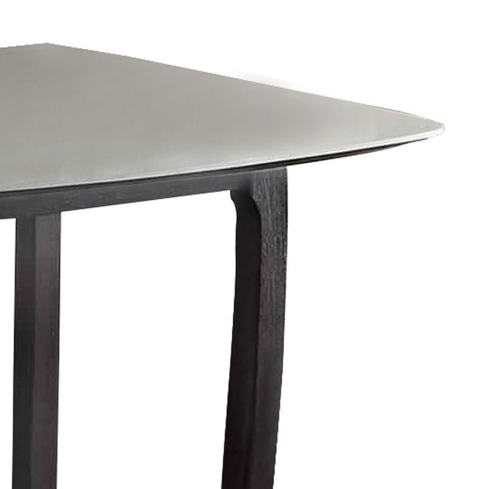Square Marble Top Counter Height Wooden Table with Sled Base Gray By Casagear Home BM226848