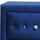 Velvet Upholstered 2 Drawer Wooden Nightstand with Faux Crustal Knobs Blue By Casagear Home BM226917