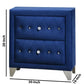 Velvet Upholstered 2 Drawer Wooden Nightstand with Faux Crustal Knobs Blue By Casagear Home BM226917