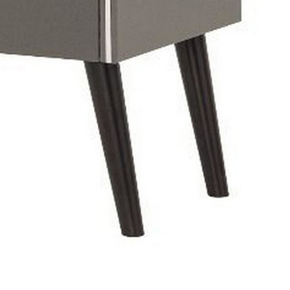 Curved Edge 1-Drawer Nightstand with Chrome Trim,Gray & Black By Casagear Home BM226952