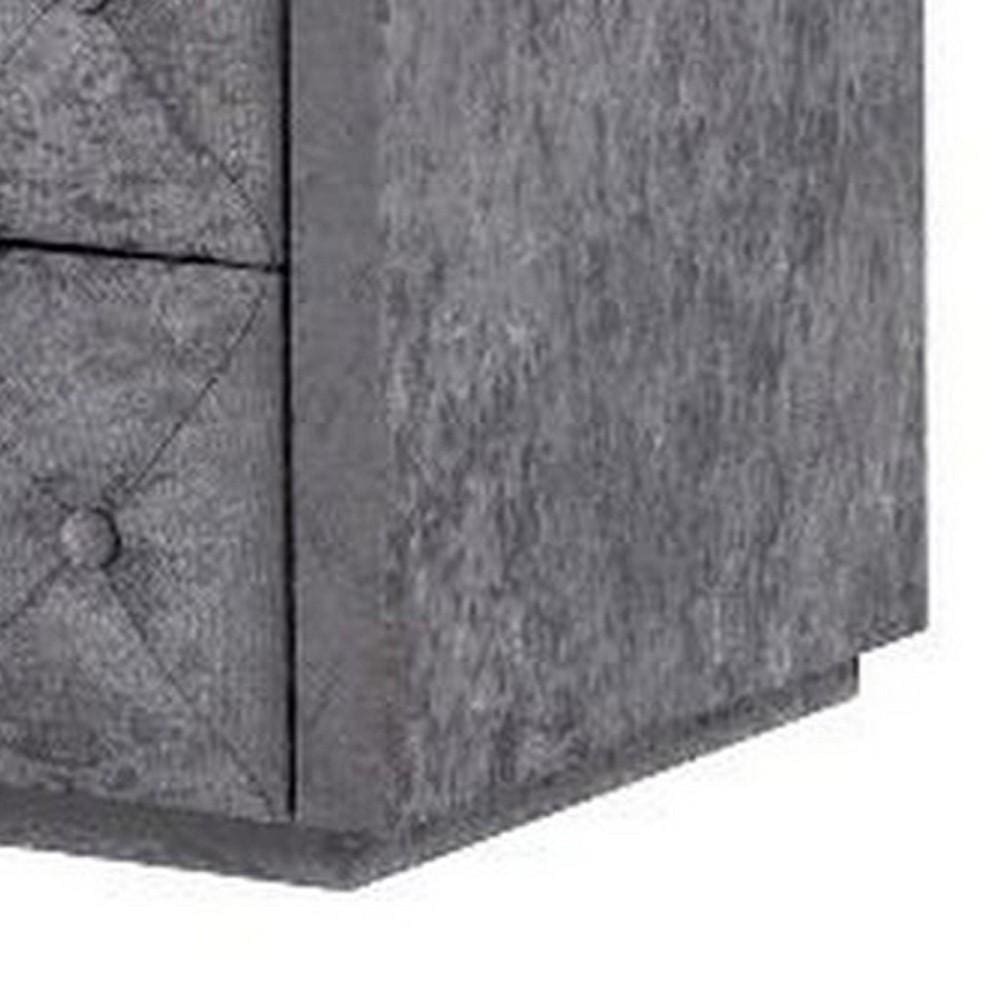 19 2-Drawer Fabric Upholstered Wooden Nightstand Gray By Casagear Home BM226957