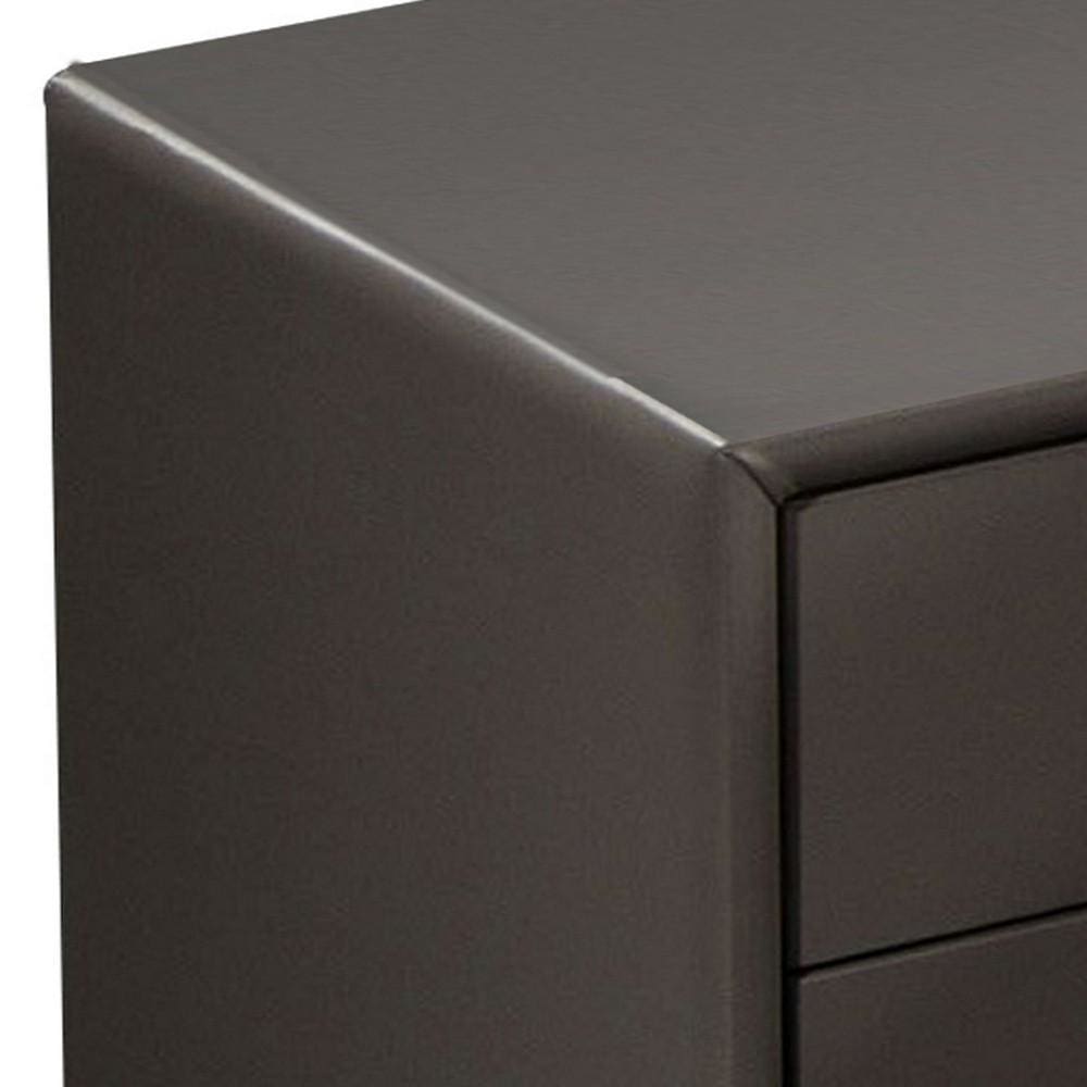 16 2-Drawer Leatherette Wooden Nightstand Taupe Brown By Casagear Home BM226959