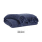 60 x 50 Cotton Throw with Textured and Fringe Details Set of 3 Navy Blue By Casagear Home BM226980