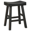 25 Inch Wooden Saddle Stool with Angular Legs Set of 2 Black By Casagear Home BM227039
